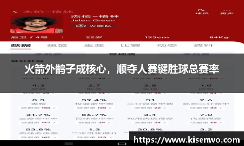 火箭外鹊子成核心，顺夺人赛键胜球总赛率