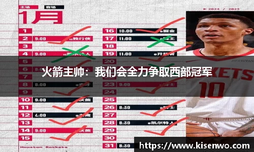 火箭主帅：我们会全力争取西部冠军